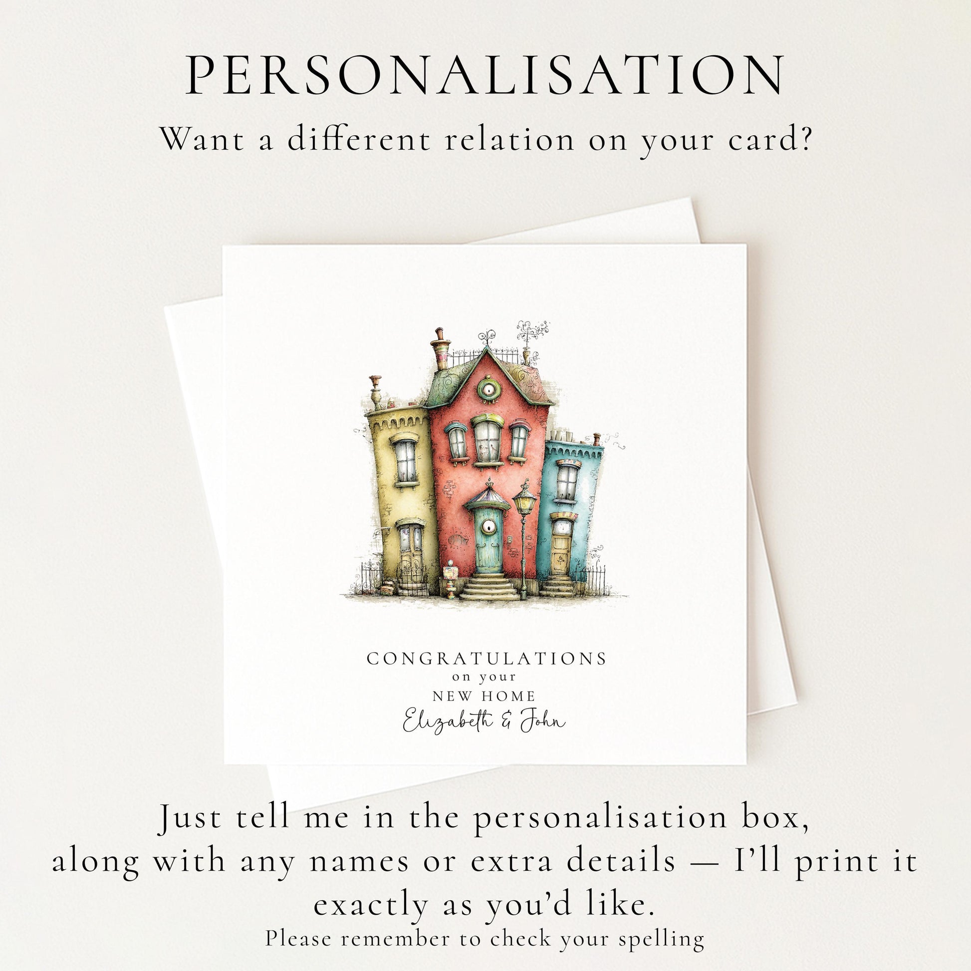 New Home Card – Personalised Greeting Card | Whimsical Illustrated Houses