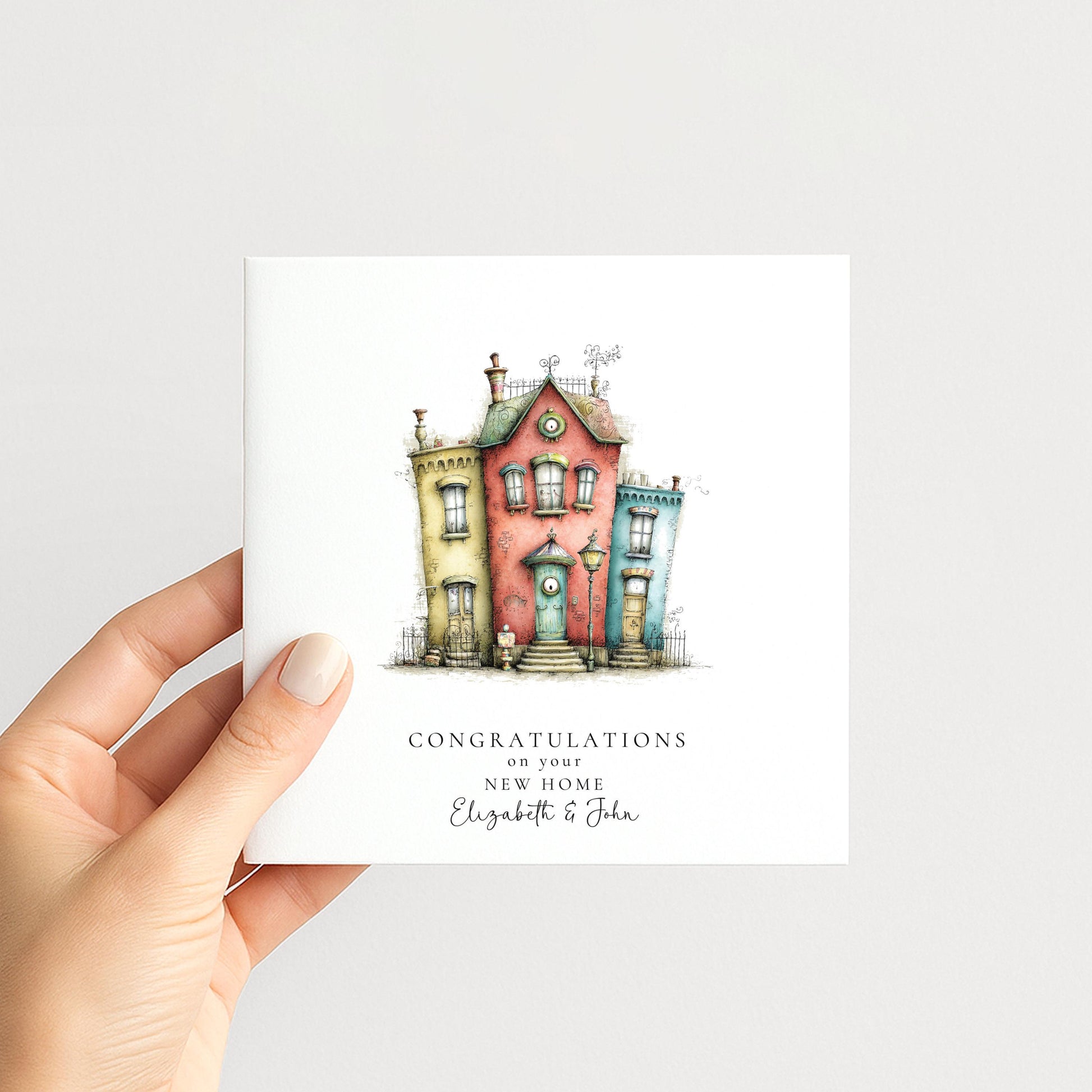 New Home Card – Personalised Greeting Card | Whimsical Illustrated Houses