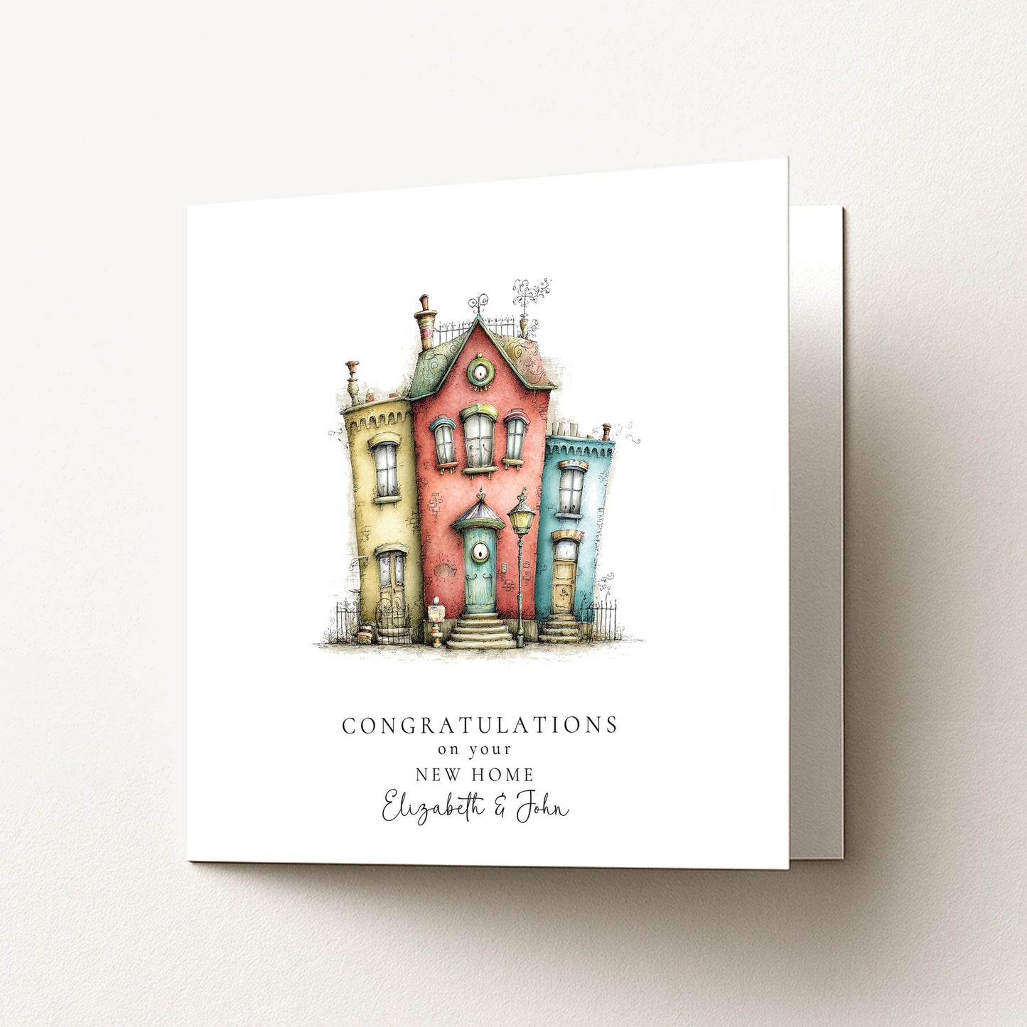 New Home Card – Personalised Greeting Card | Whimsical Illustrated Houses