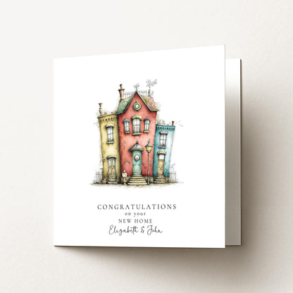 New Home Card – Personalised Greeting Card | Whimsical Illustrated Houses