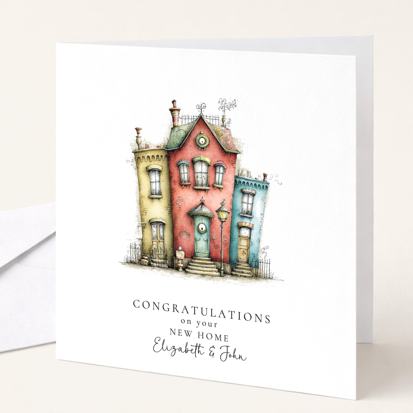New Home Card – Personalised Greeting Card | Whimsical Illustrated Houses