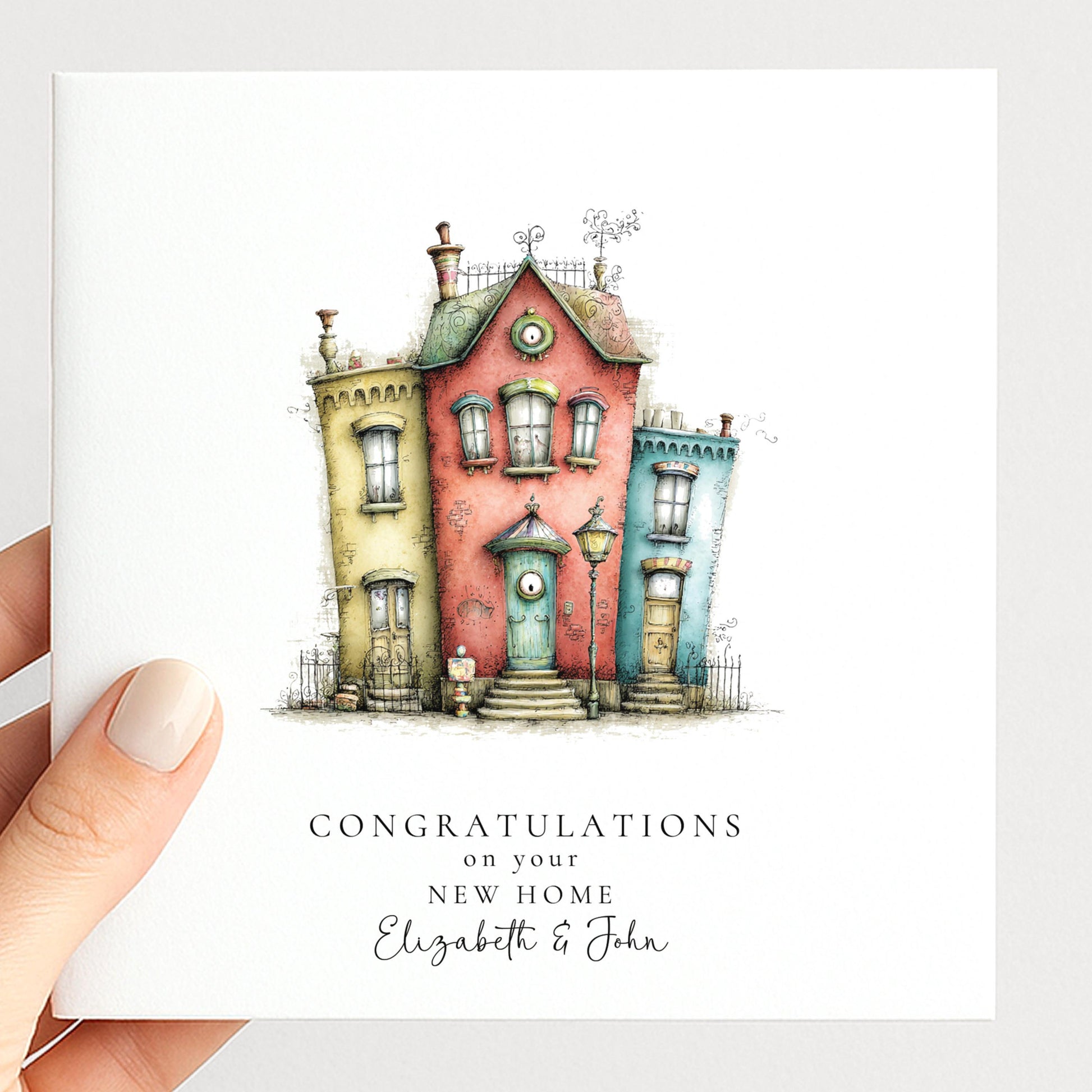 New Home Card – Personalised Greeting Card | Whimsical Illustrated Houses