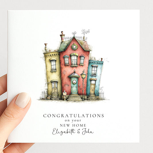 New Home Card – Personalised Greeting Card | Whimsical Illustrated Houses