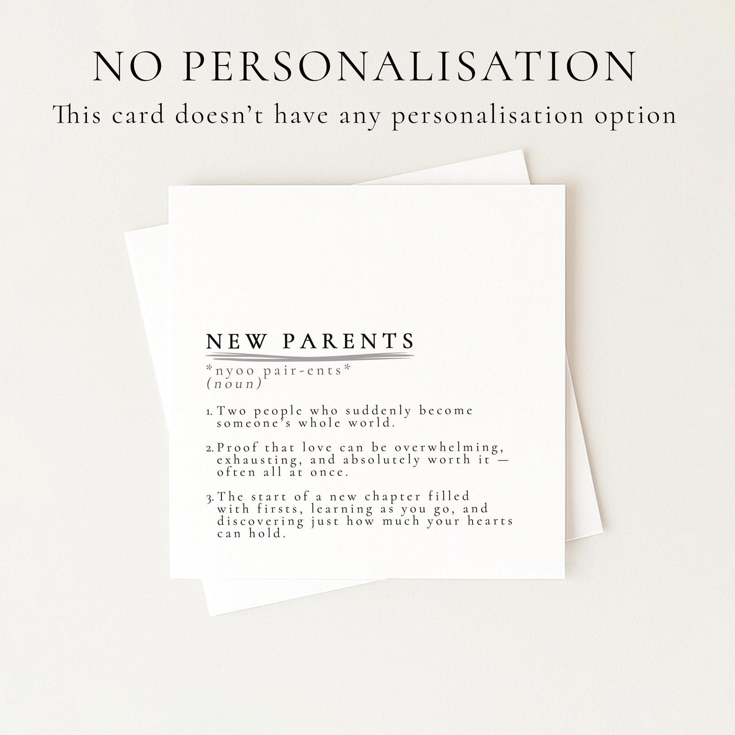 New Parents Card | Modern Baby Card Design – Neutral, Softly Worded Keepsake