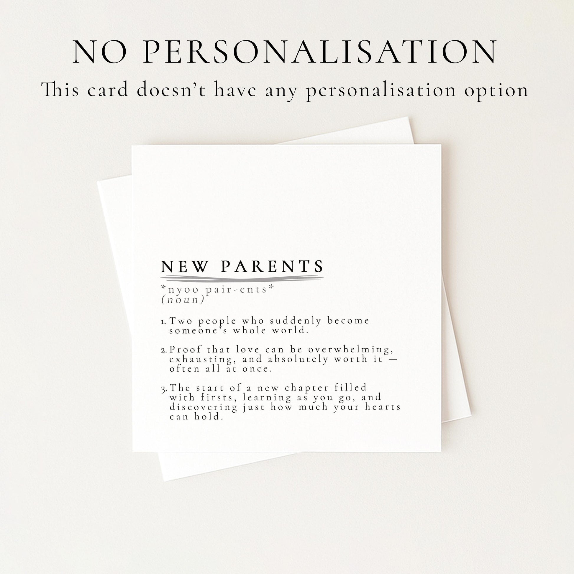New Parents Card | Modern Baby Card Design – Neutral, Softly Worded Keepsake