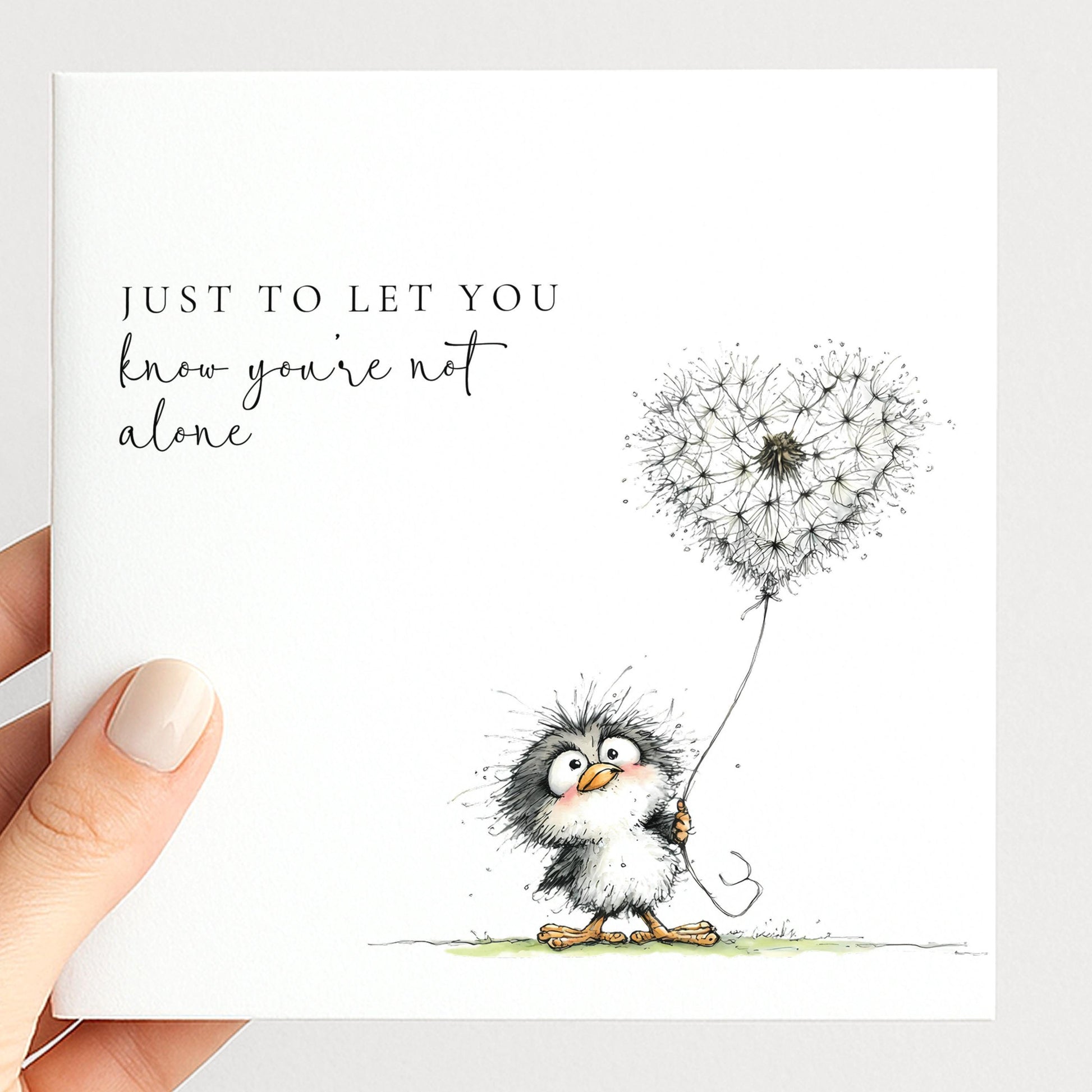 Not Alone Card – Comfort Greeting Card With Hand-Drawn Illustration & Calm Reassurance