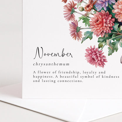 November Birth Flower Card