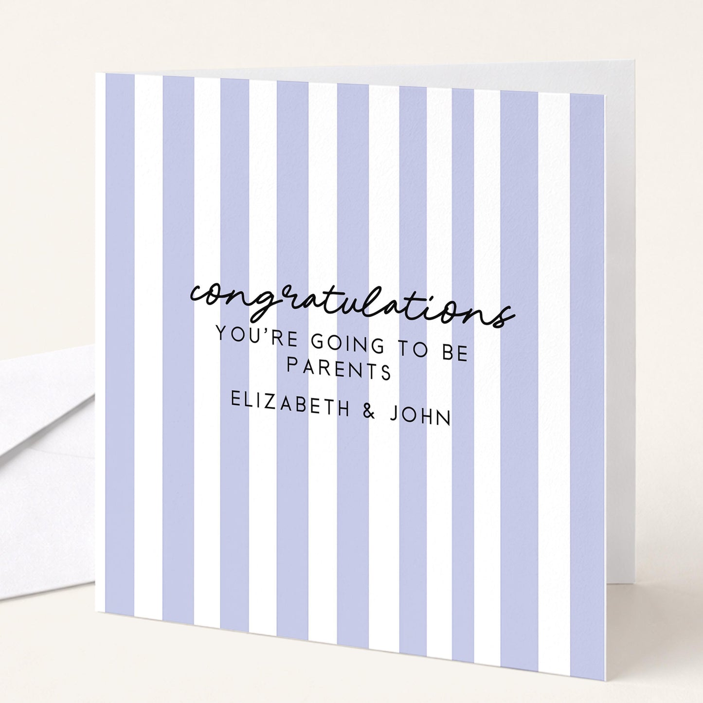 Parents To Be Card – Personalised Congratulations Card With Striped Design