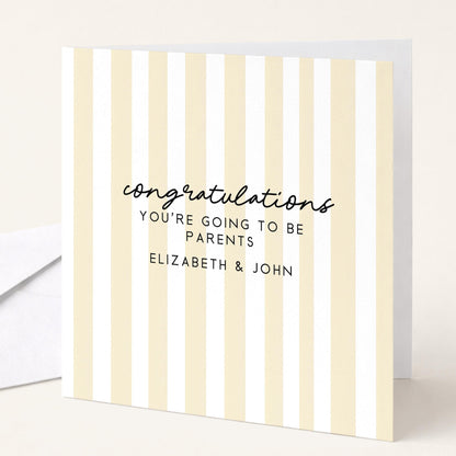 Parents To Be Card – Personalised Congratulations Card With Striped Design