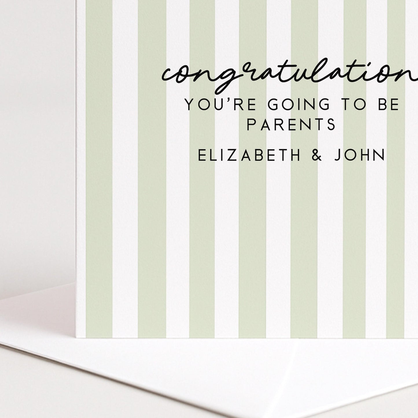 Parents To Be Card – Personalised Congratulations Card With Striped Design