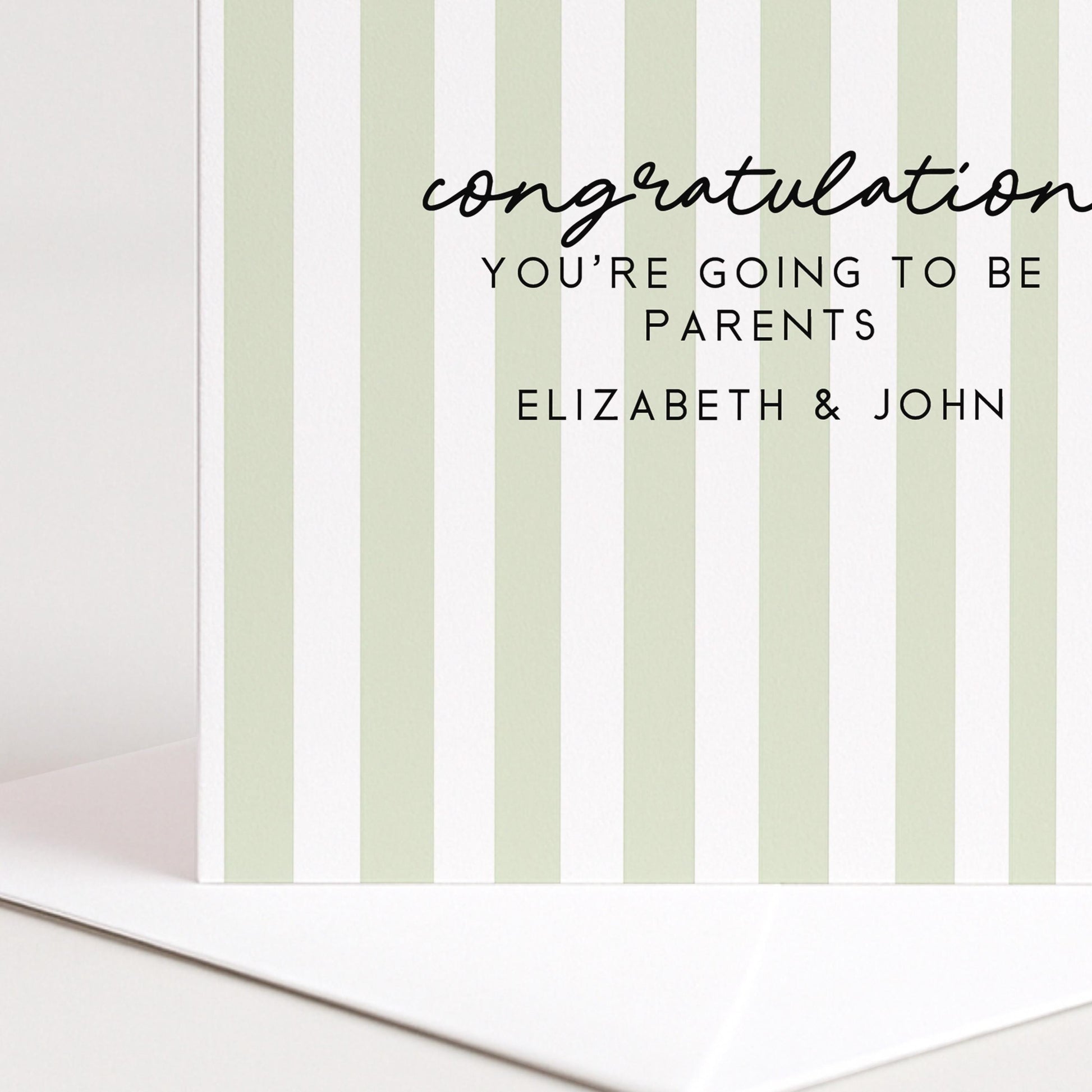 Parents To Be Card – Personalised Congratulations Card With Striped Design