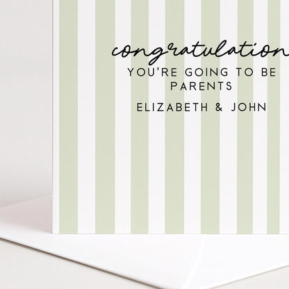 Parents To Be Card – Personalised Congratulations Card With Striped Design