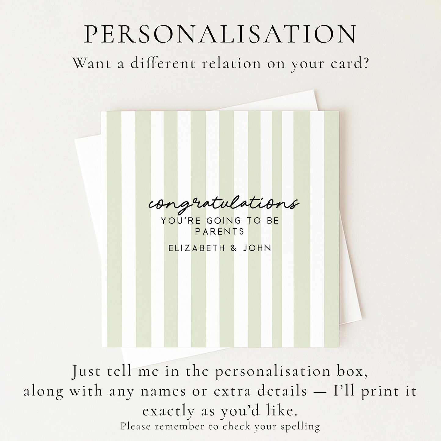 Parents To Be Card – Personalised Congratulations Card With Striped Design