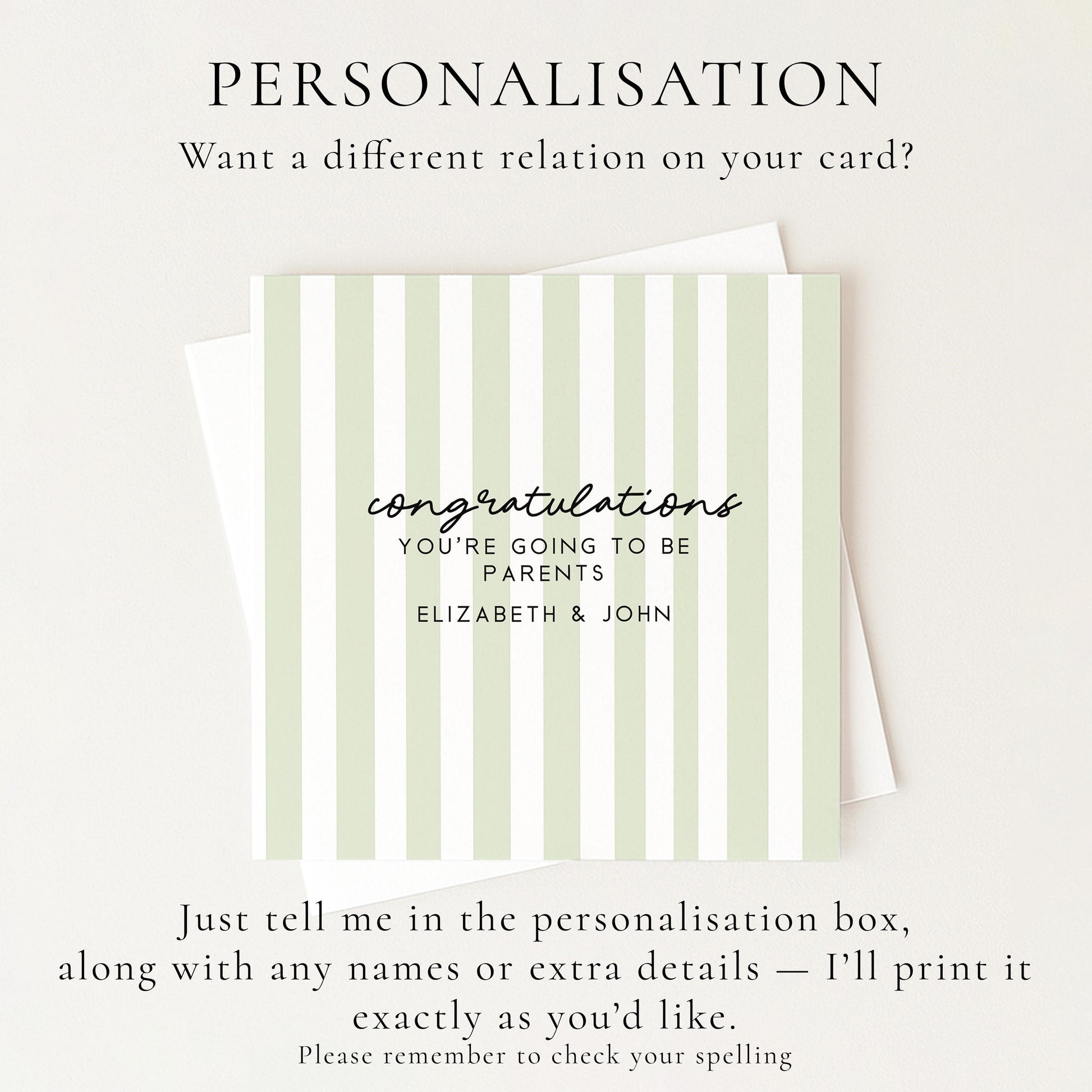 Parents To Be Card – Personalised Congratulations Card With Striped Design