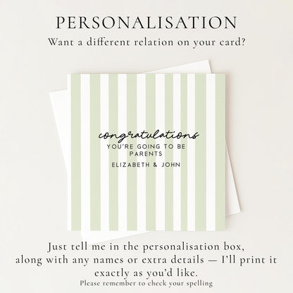 Parents To Be Card – Personalised Congratulations Card With Striped Design