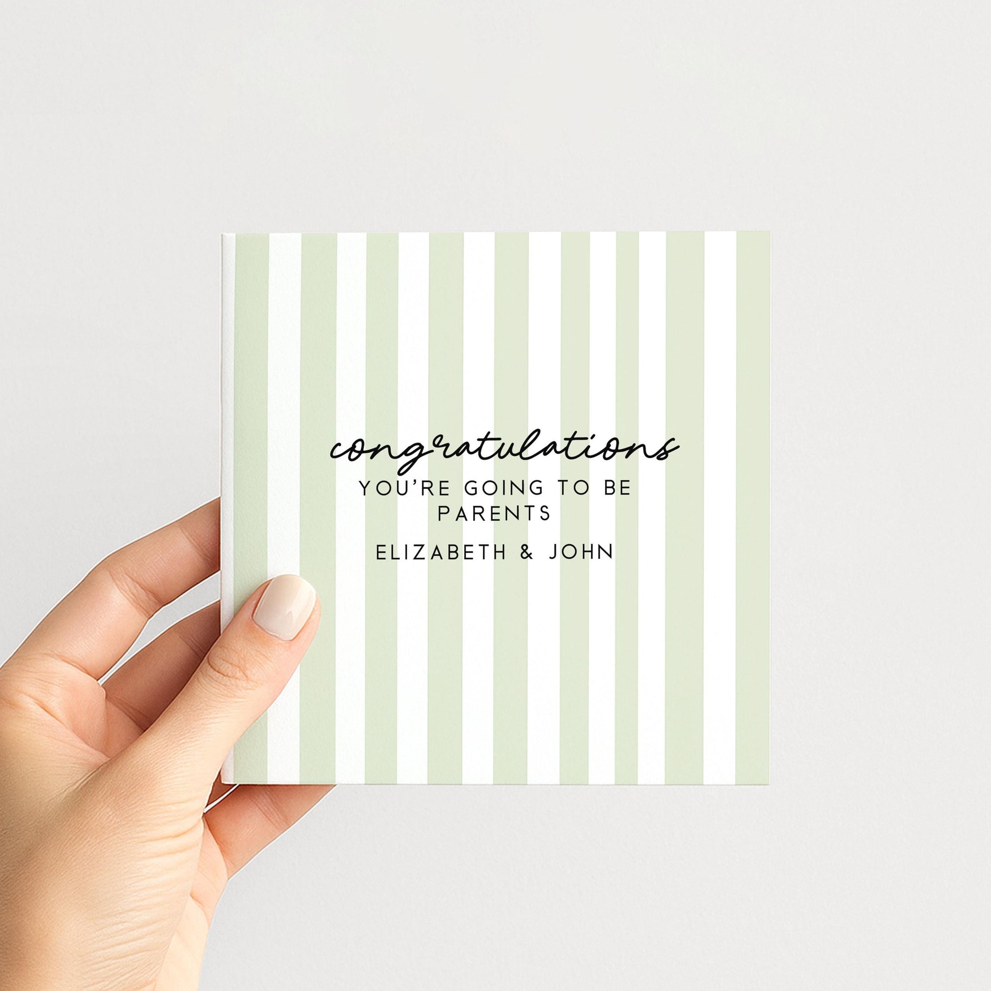 Parents To Be Card – Personalised Congratulations Card With Striped Design