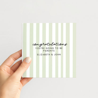 Parents To Be Card – Personalised Congratulations Card With Striped Design