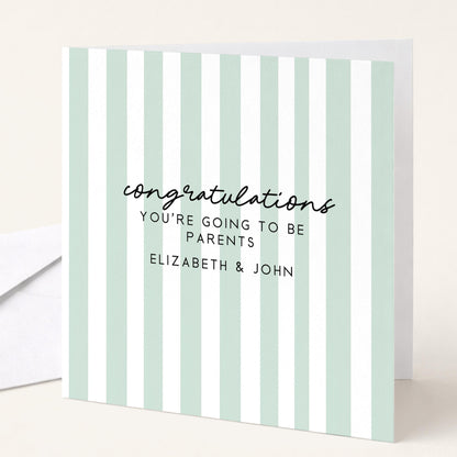 Parents To Be Card – Personalised Congratulations Card With Striped Design
