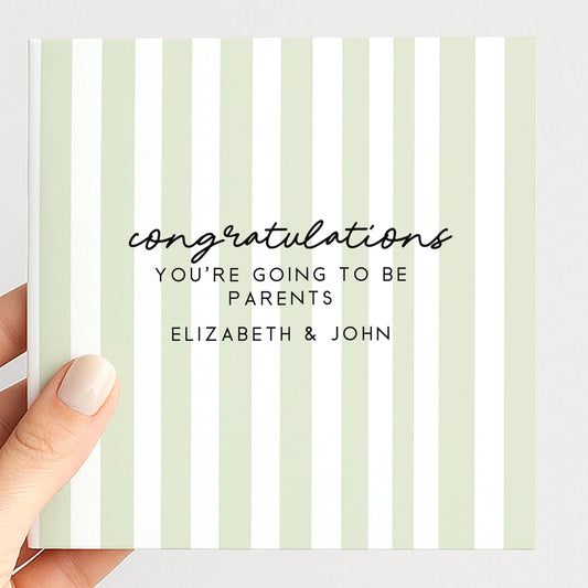 Parents To Be Card – Personalised Congratulations Card With Striped Design