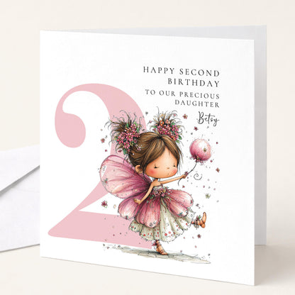 Personalised 2nd Birthday Card for Girl Fairy