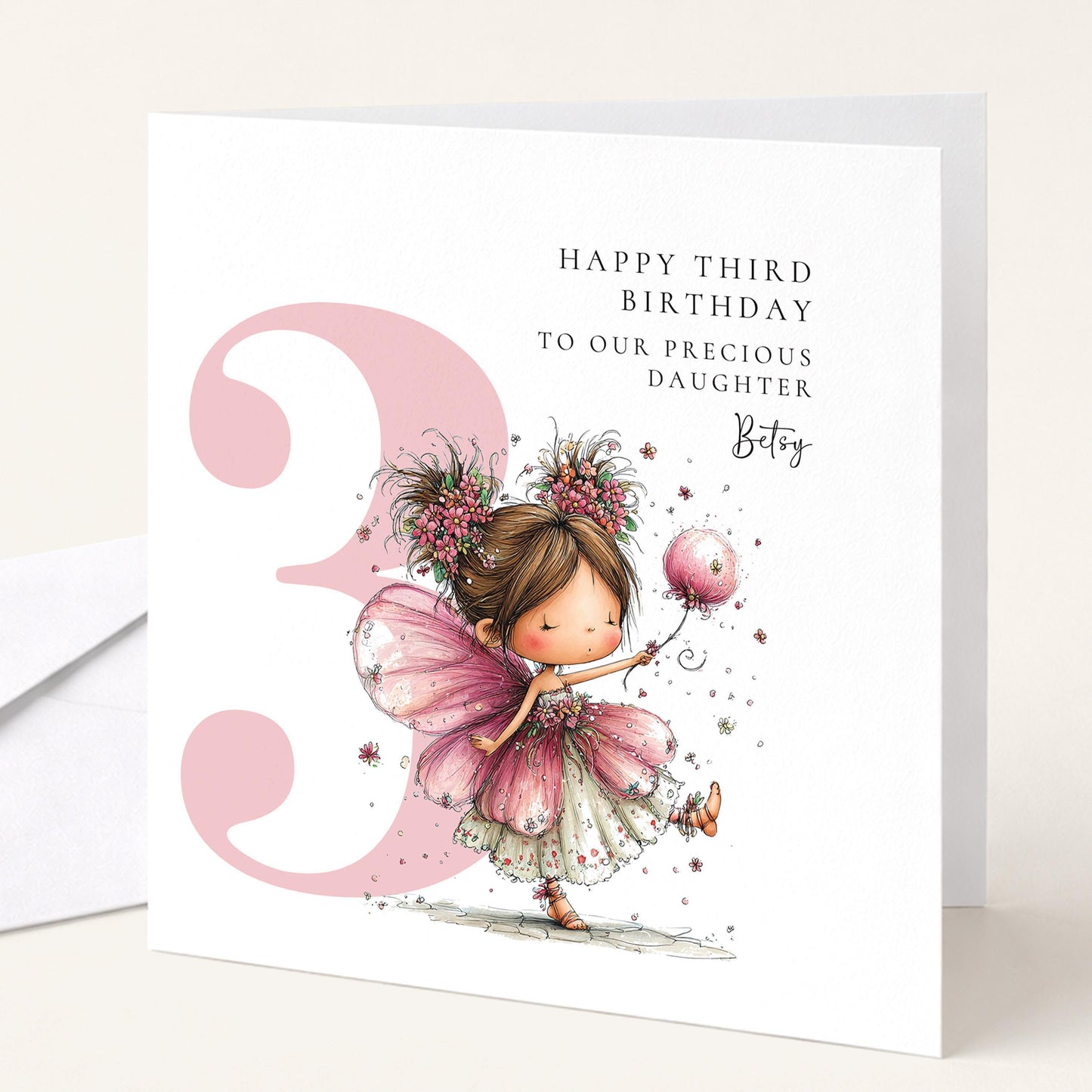 Personalised 3rd Birthday Card for Girl
