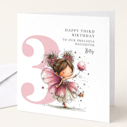 Personalised 3rd Birthday Card for Girl
