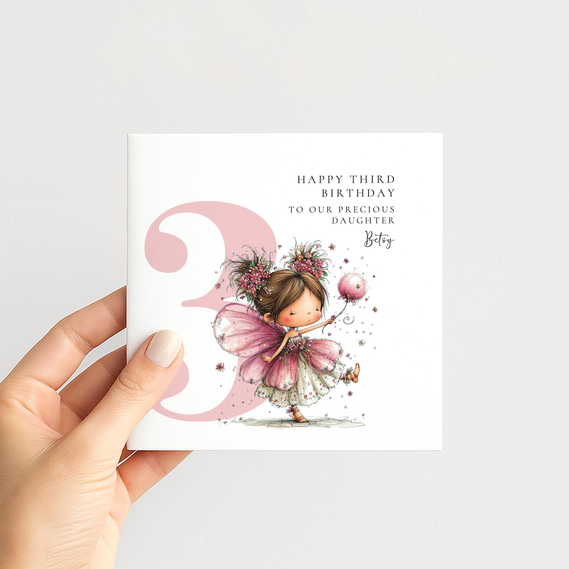 Personalised 3rd Birthday Card for Girl