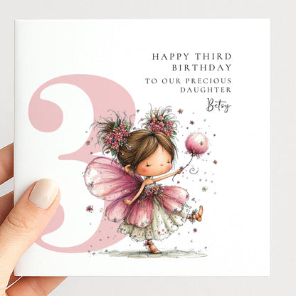 Personalised 3rd Birthday Card for Girl