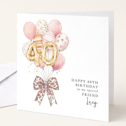 Personalised 40th Birthday Card | Custom Name Friend Birthday Greeting Card