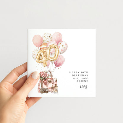 Personalised 40th Happy Birthday Card for Her Friend