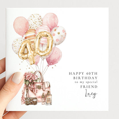 Personalised 40th Happy Birthday Card for Her Friend
