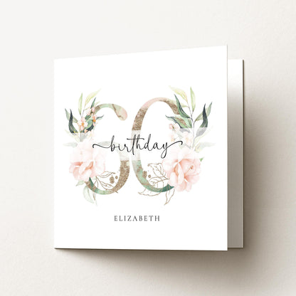 Personalised 60th Birthday Card – Elegant Floral Milestone Keepsake