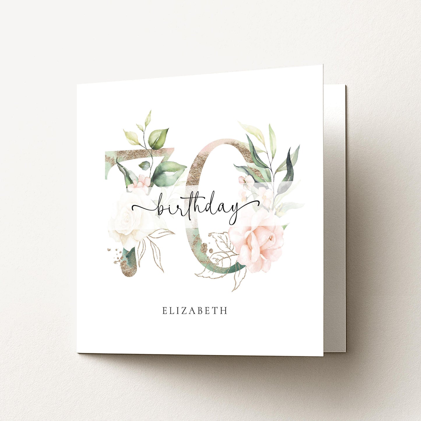 Personalised 70th Birthday Card – Elegant Floral Milestone Keepsake