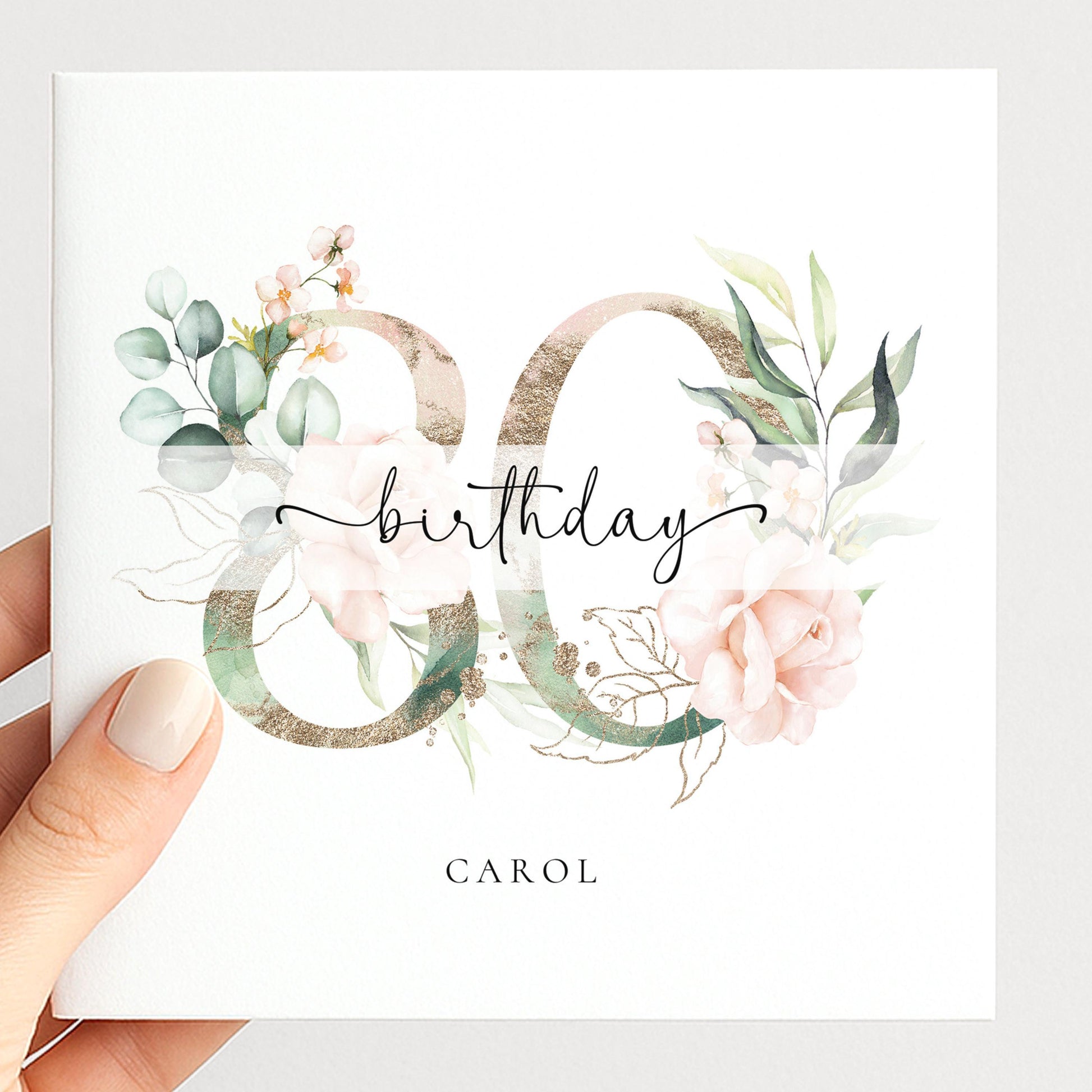 Personalised 80th Birthday Card – Elegant Floral Milestone Keepsake For Grandma