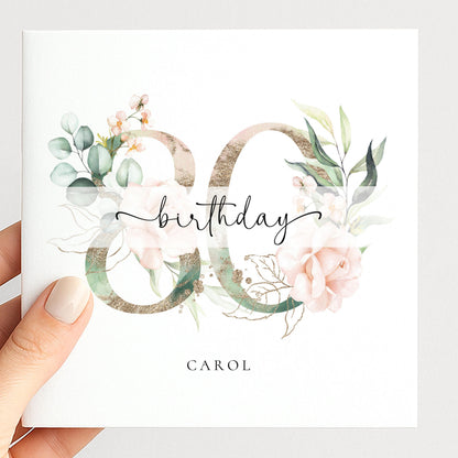 Personalised 80th Birthday Card – Elegant Floral Milestone Keepsake For Grandma
