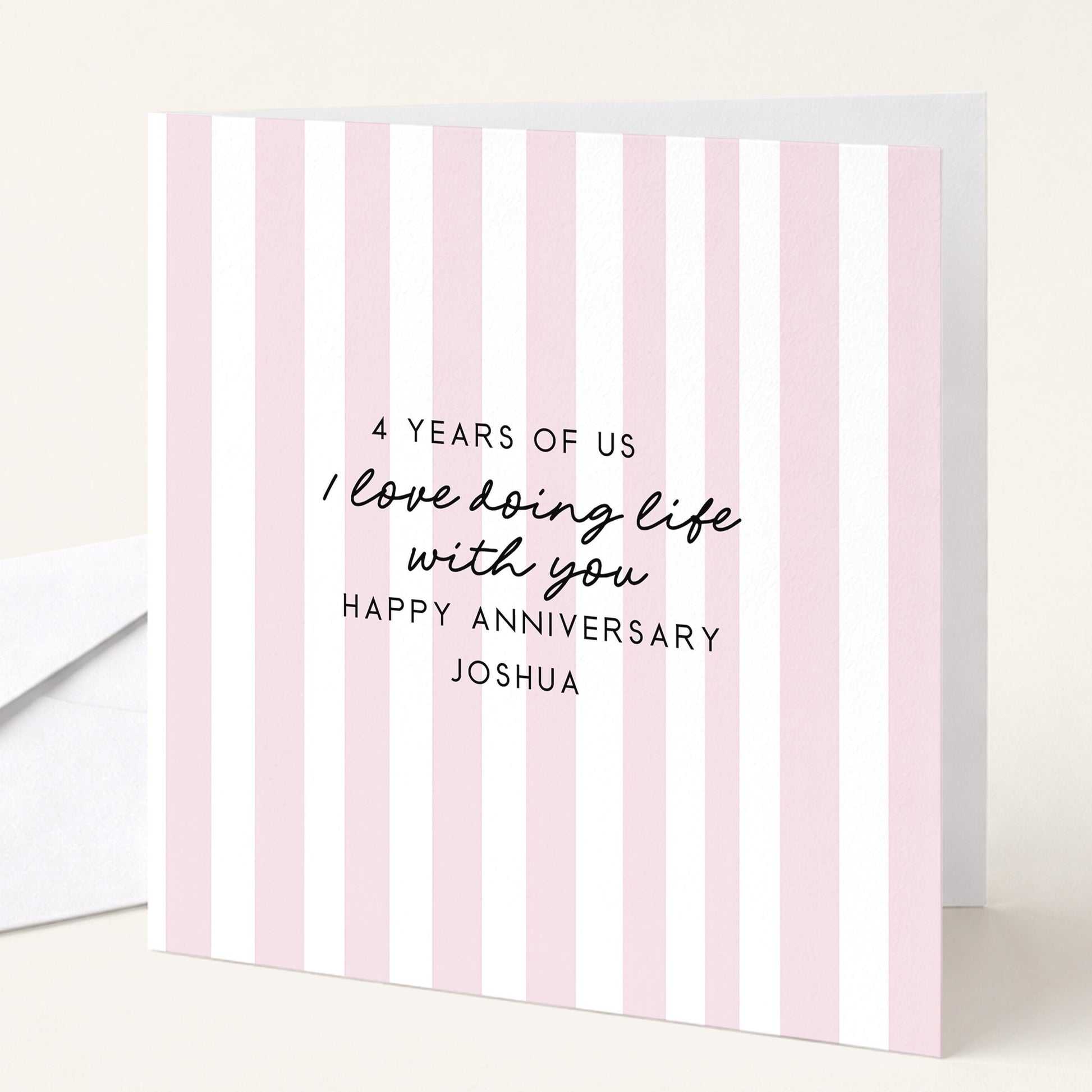 Personalised Anniversary Card – Modern Striped Greeting With Soft Colour Options