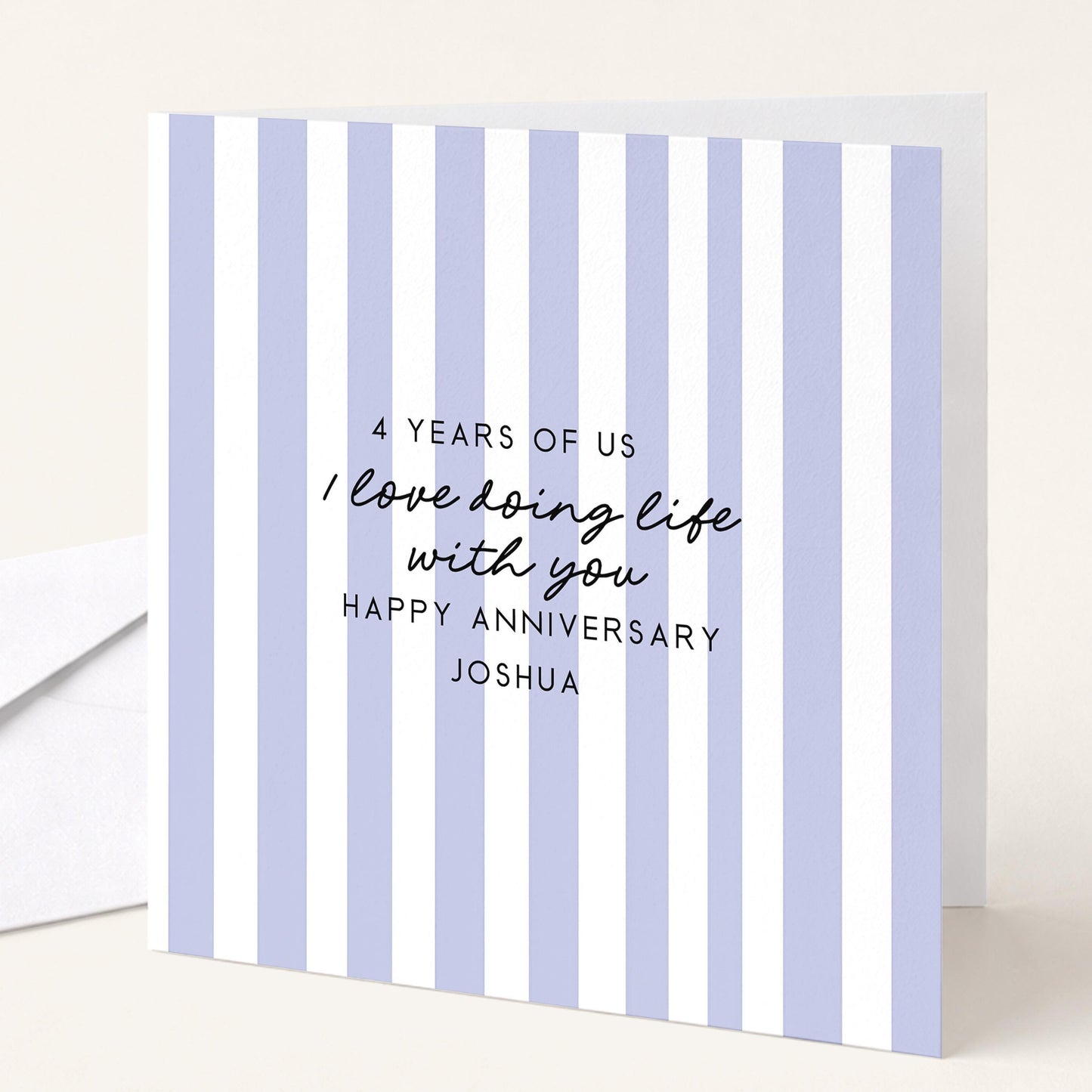 Personalised Anniversary Card – Modern Striped Greeting With Soft Colour Options