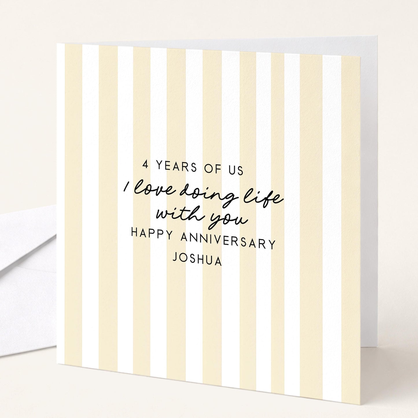 Personalised Anniversary Card – Modern Striped Greeting With Soft Colour Options