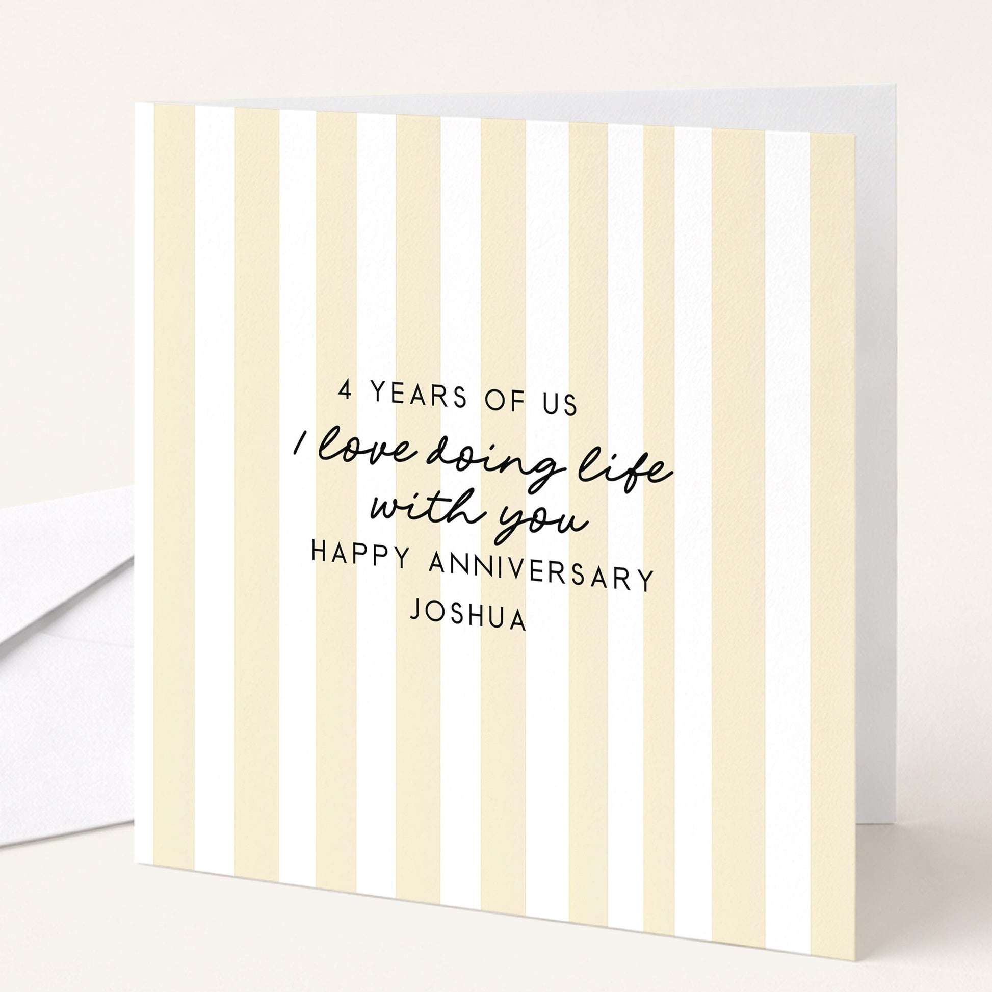 Personalised Anniversary Card – Modern Striped Greeting With Soft Colour Options