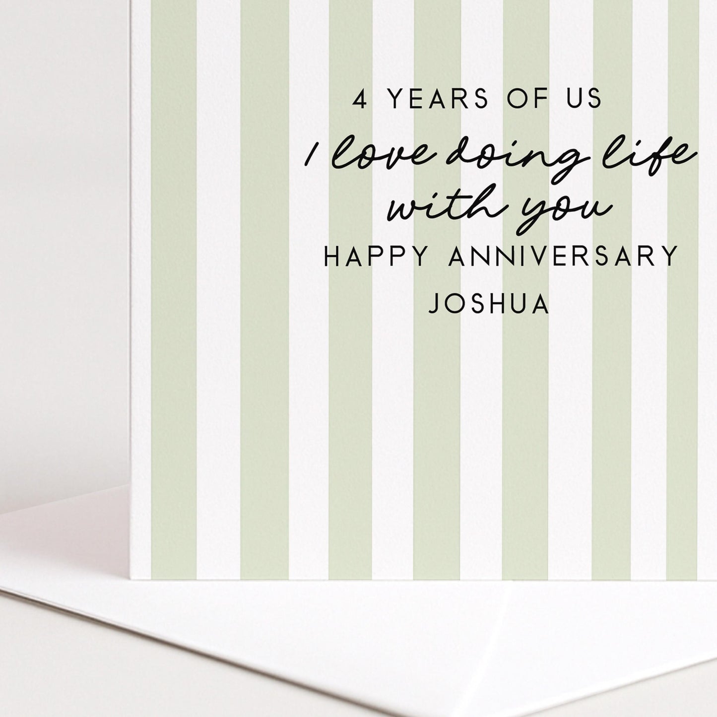 Personalised Anniversary Card – Modern Striped Greeting With Soft Colour Options