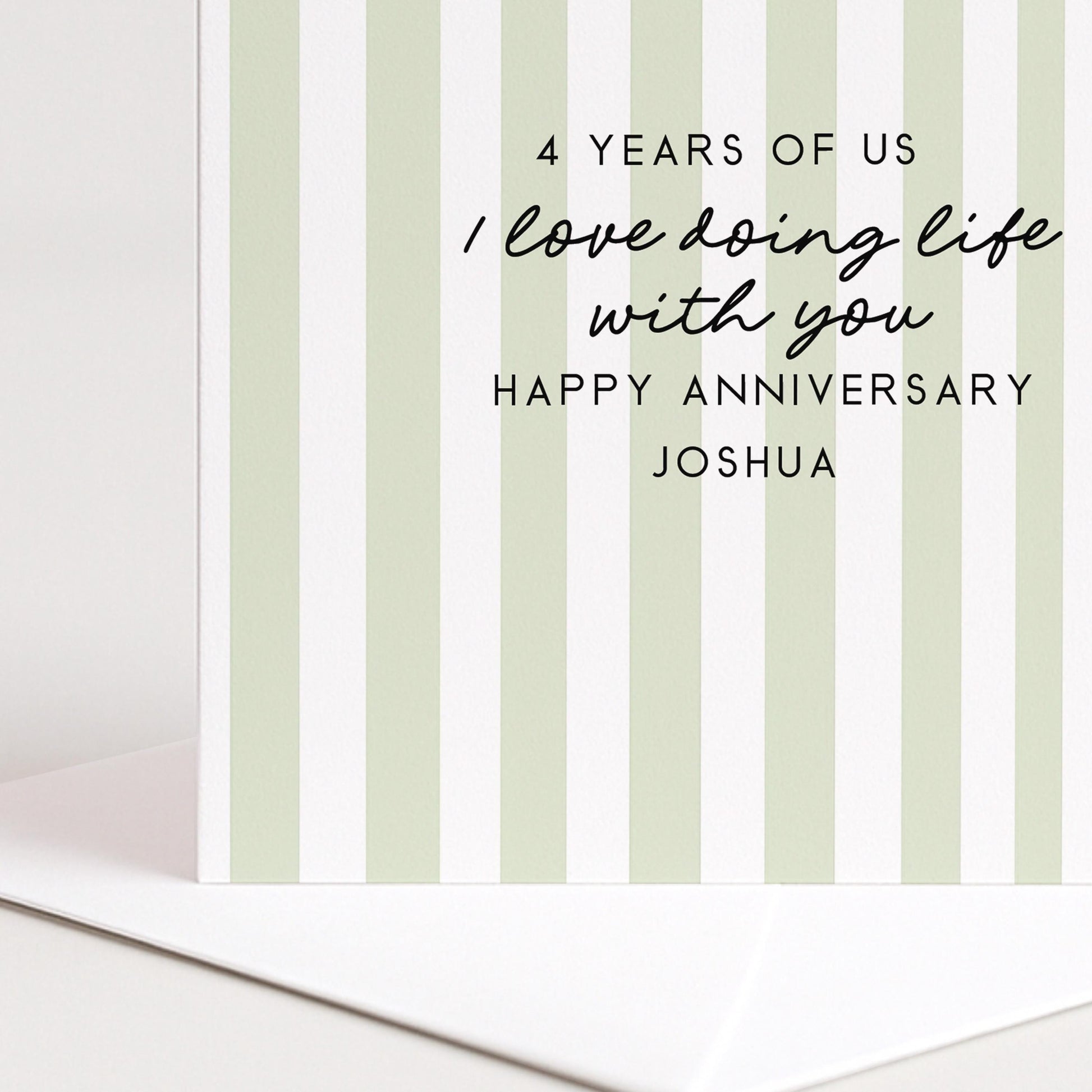 Personalised Anniversary Card – Modern Striped Greeting With Soft Colour Options