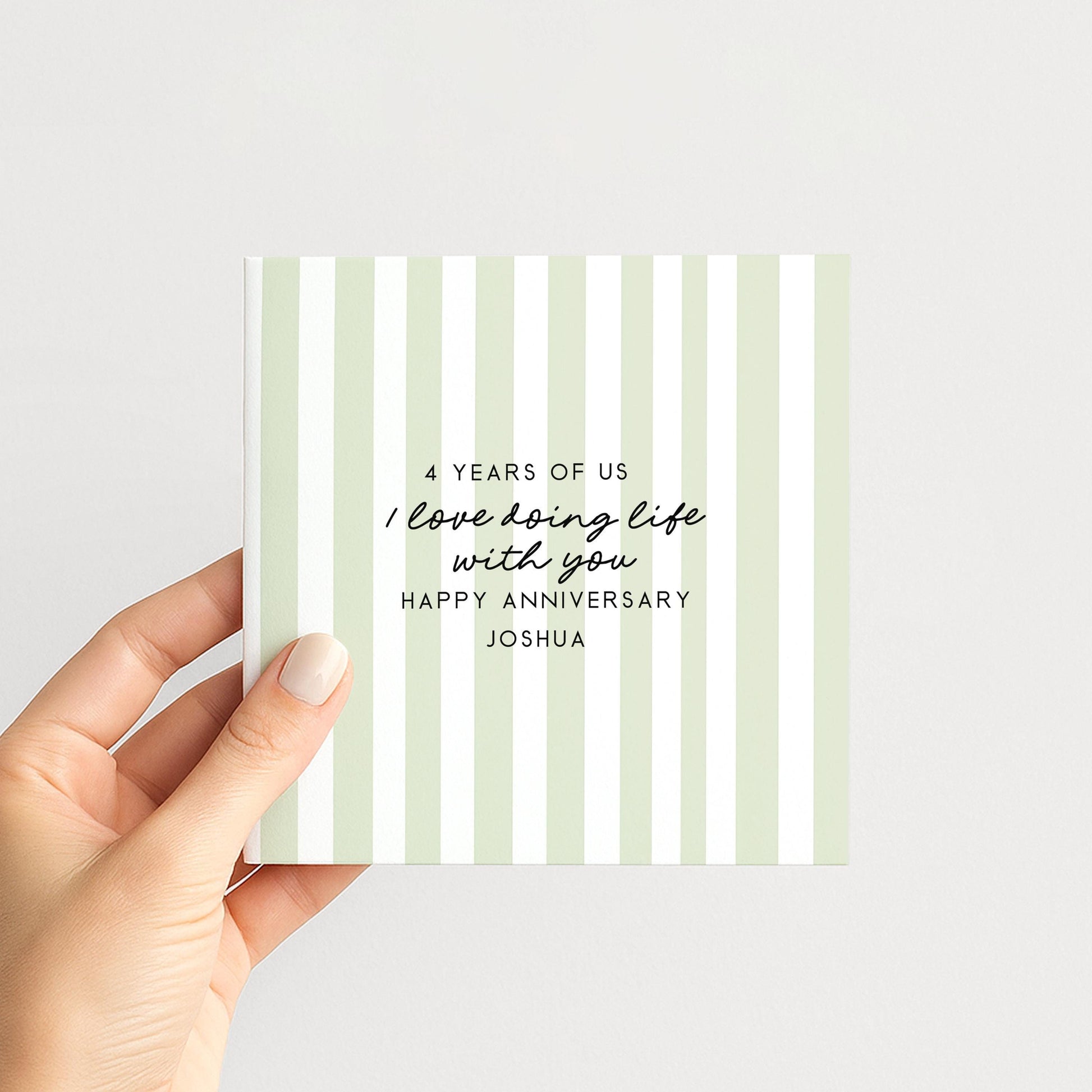 Personalised Anniversary Card – Modern Striped Greeting With Soft Colour Options