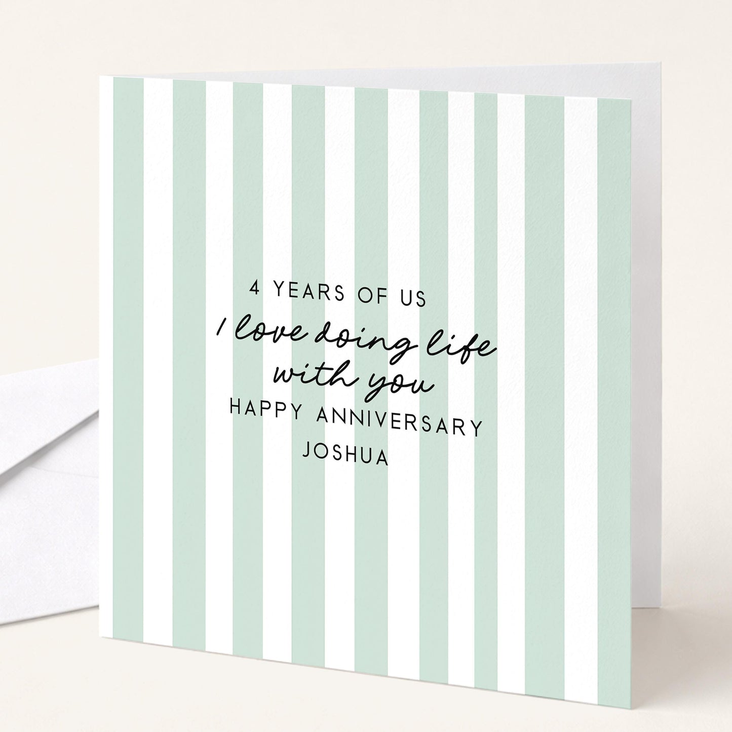 Personalised Anniversary Card – Modern Striped Greeting With Soft Colour Options