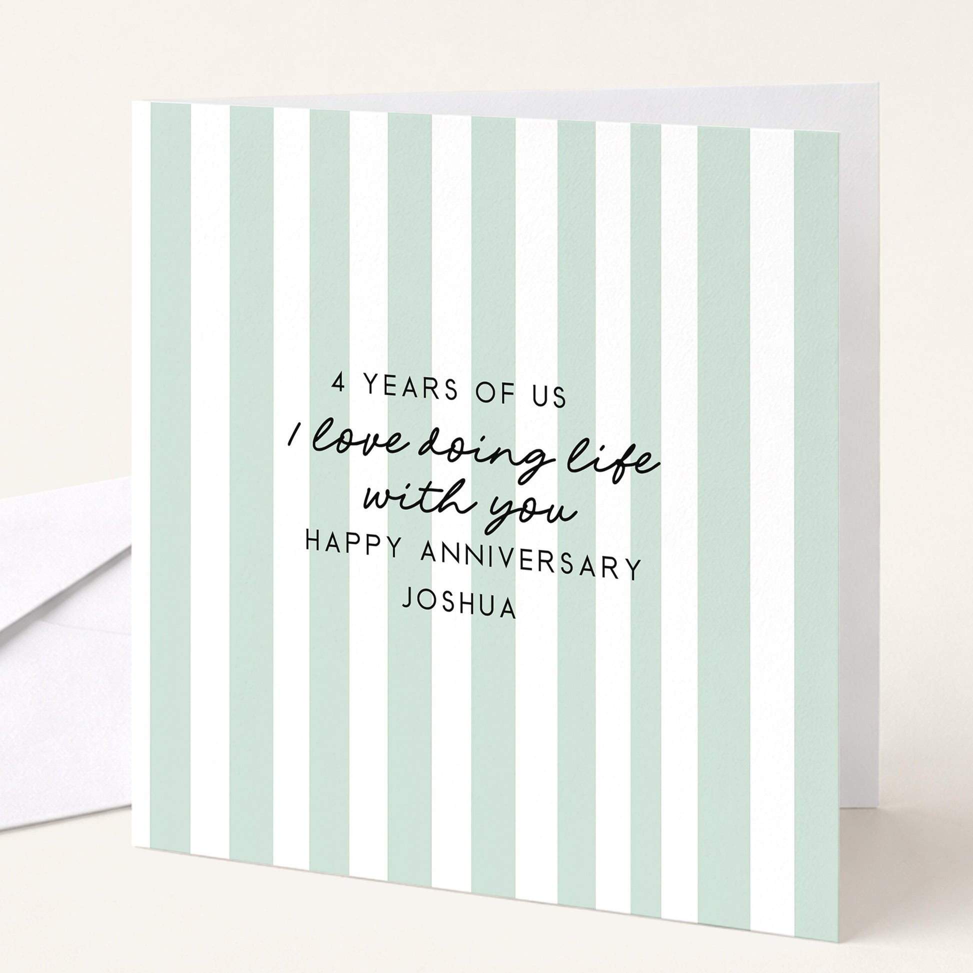 Personalised Anniversary Card – Modern Striped Greeting With Soft Colour Options
