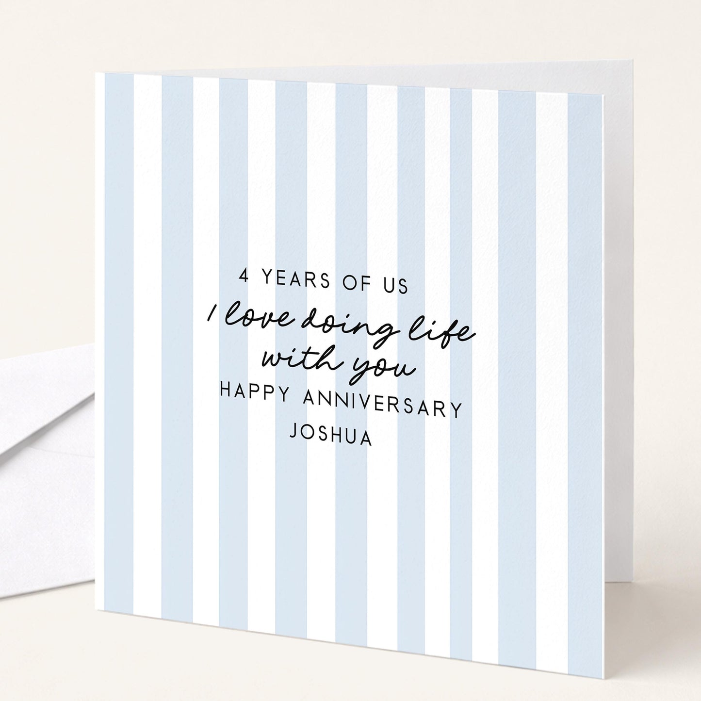 Personalised Anniversary Card – Modern Striped Greeting With Soft Colour Options