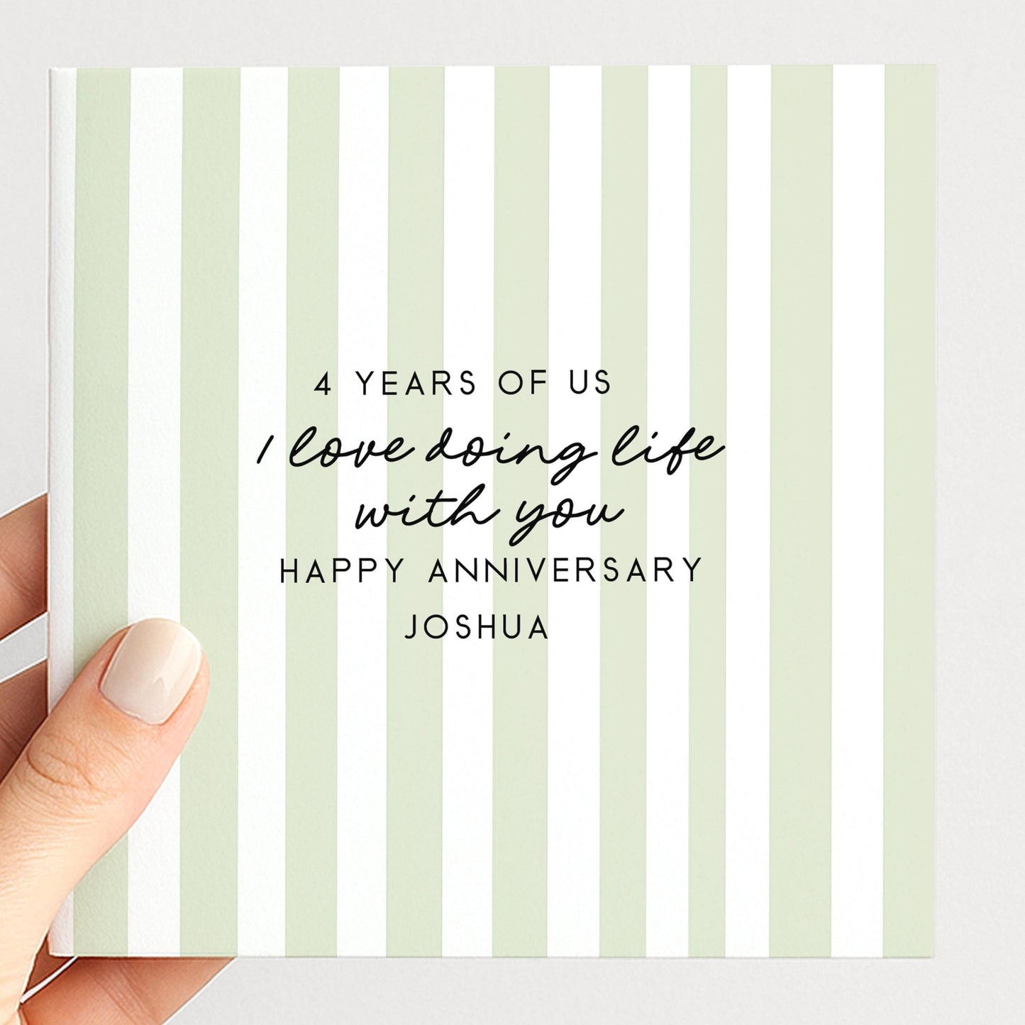 Personalised Anniversary Card – Modern Striped Greeting With Soft Colour Options