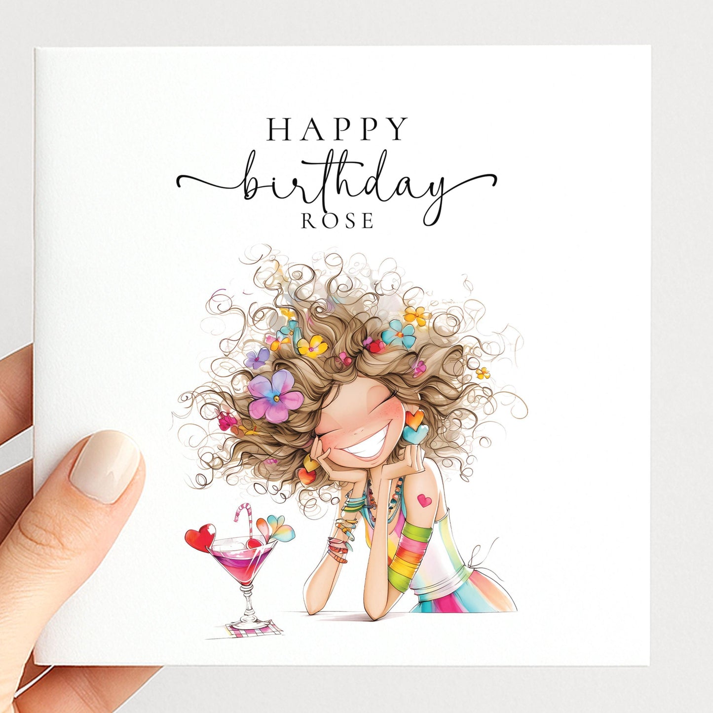 Personalised Birthday Card - Colourful Keepsake For Her
