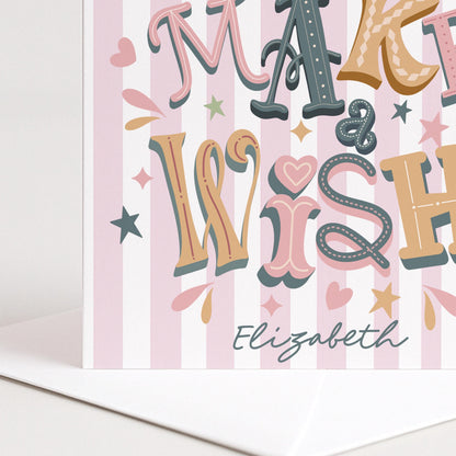 Personalised Birthday Card – Make A Wish Custom Name Card With Matte Finish