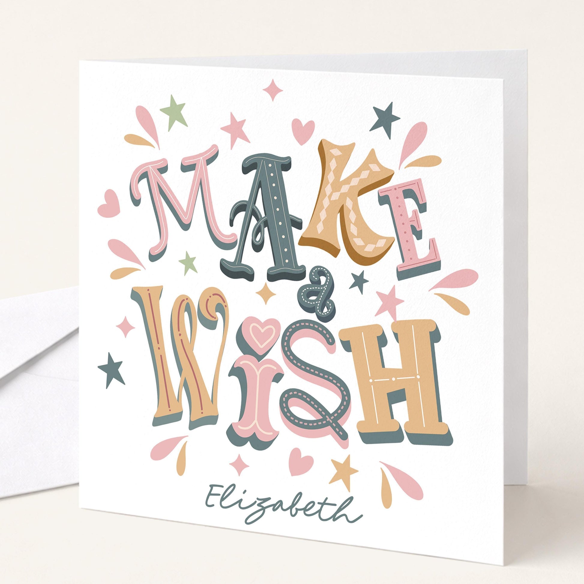 Personalised Birthday Card - Make A Wish Custom Name Keepsake Design