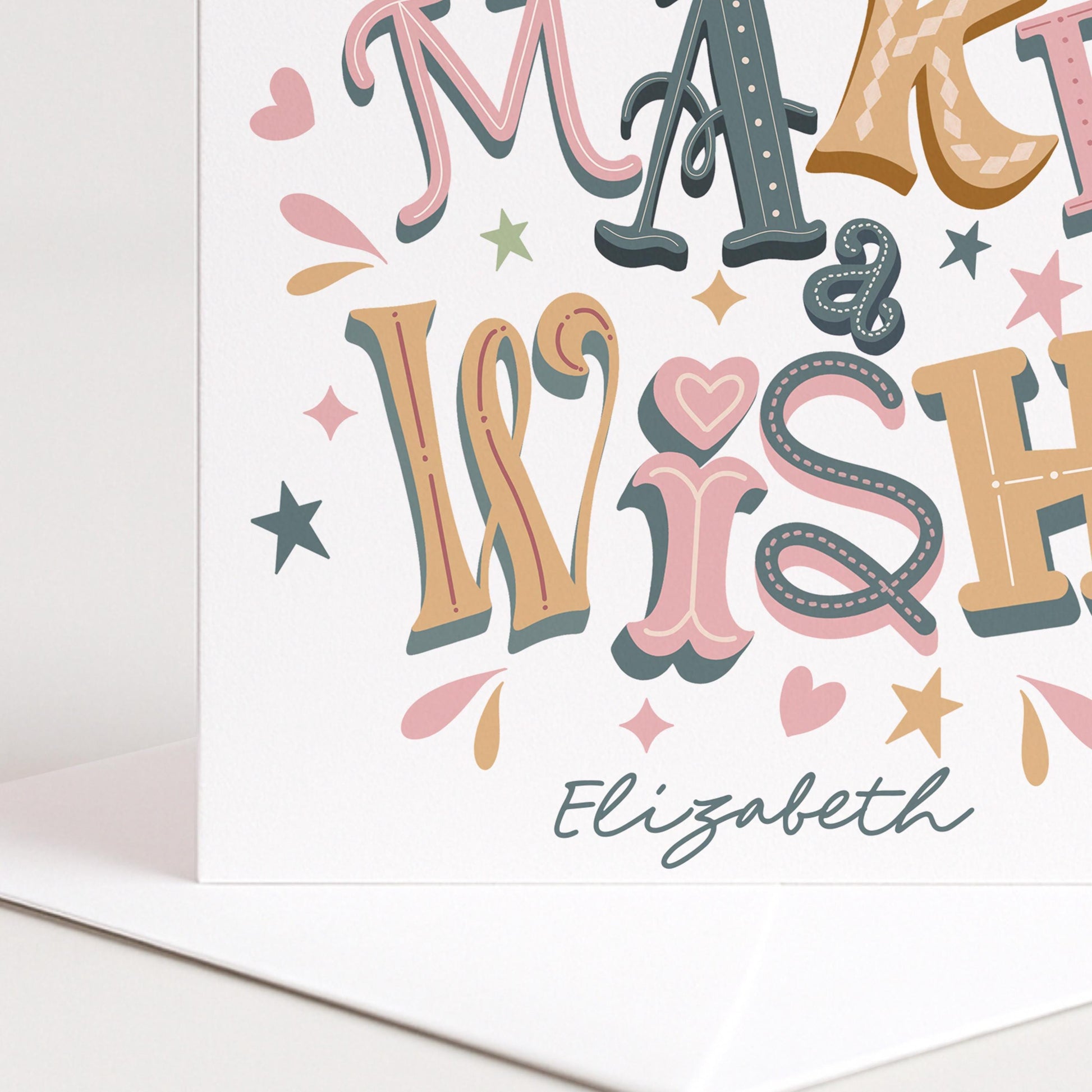 Personalised Birthday Card - Make A Wish Custom Name Keepsake Design